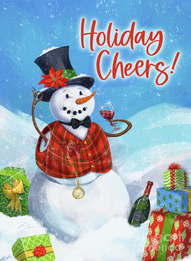 Holiday Cheers Snowman Mixed Media by Shari Warren