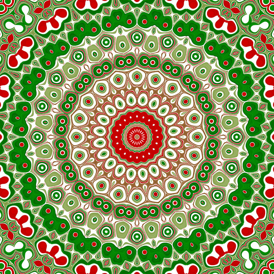 Holiday Christmas Mandala Kaleidoscope Medallion Flower Digital Art by Mercury McCutcheon