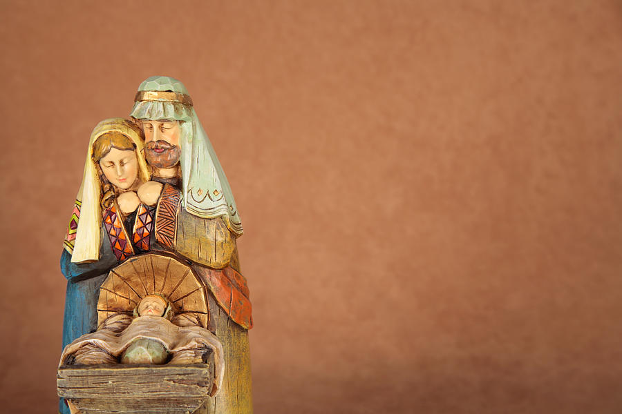 Holiday: Christmas Nativity Trio with copy space horizontal Photograph by Cstar55