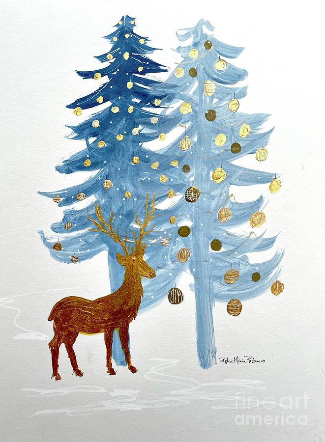 Holiday Deer Painting by Robin Pedrero