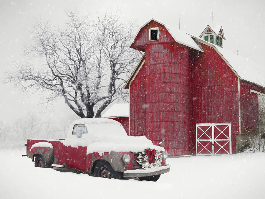 Holiday Farm Truck Mixed Media by Lori Deiter