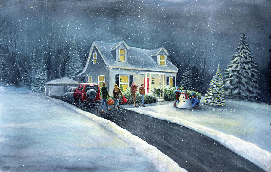 Holiday Gathering Painting by Rick Huotari