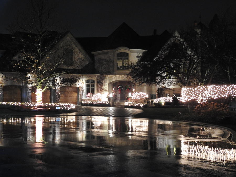 Holiday Home Decorations on a Rainy December Night Photograph by Barbara Ebeling