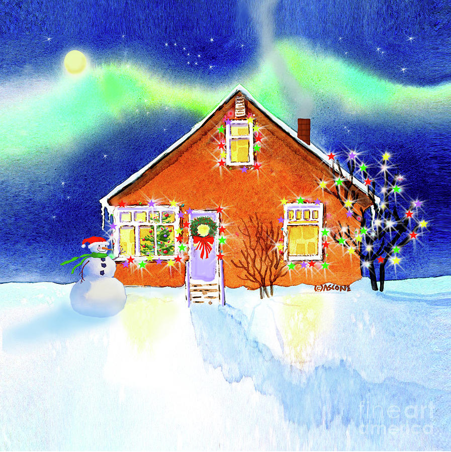 Holiday House Painting by Teresa Ascone