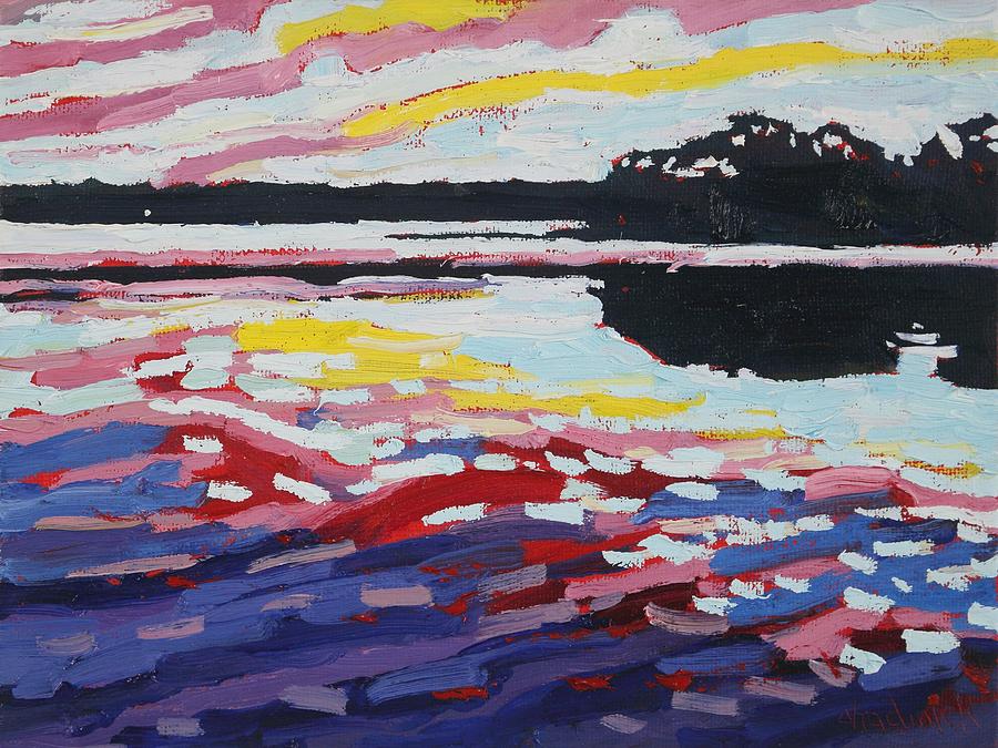 Holiday July Cirrus Sunset Painting by Phil Chadwick