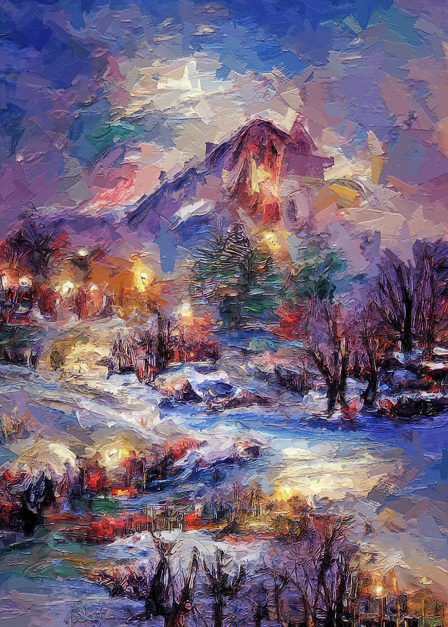 Holiday Mountain Village Painting by Dan Sproul