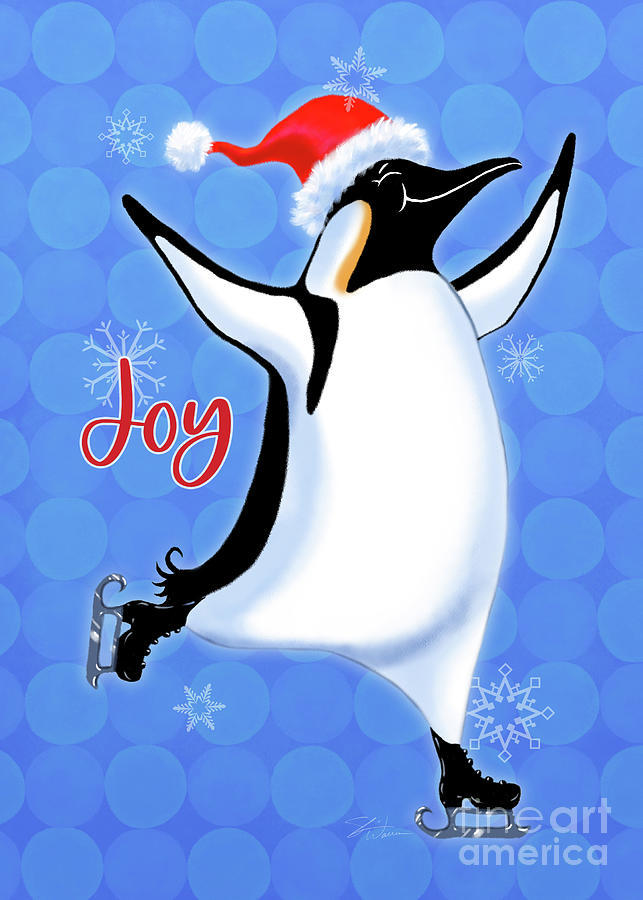 Holiday Penguins-Joy Mixed Media by Shari Warren