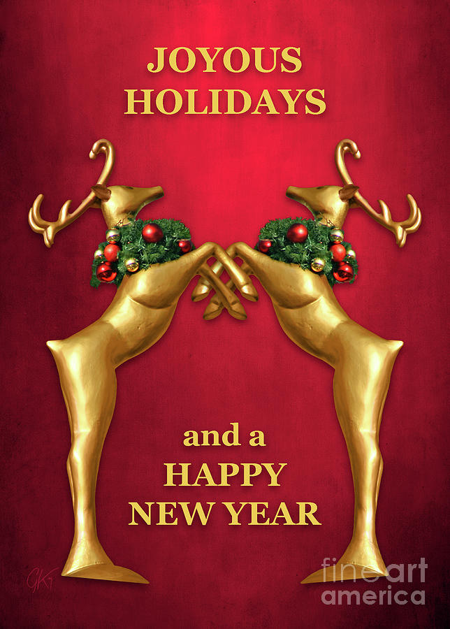 Holiday Reindeers Mixed Media by Gabriele Pomykaj