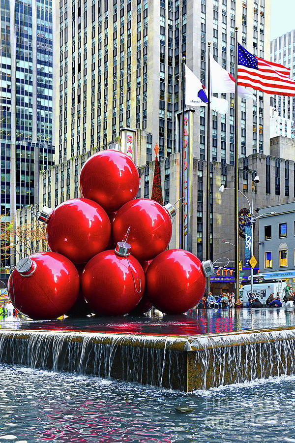 Holiday Season Red Balls Nyc Photograph