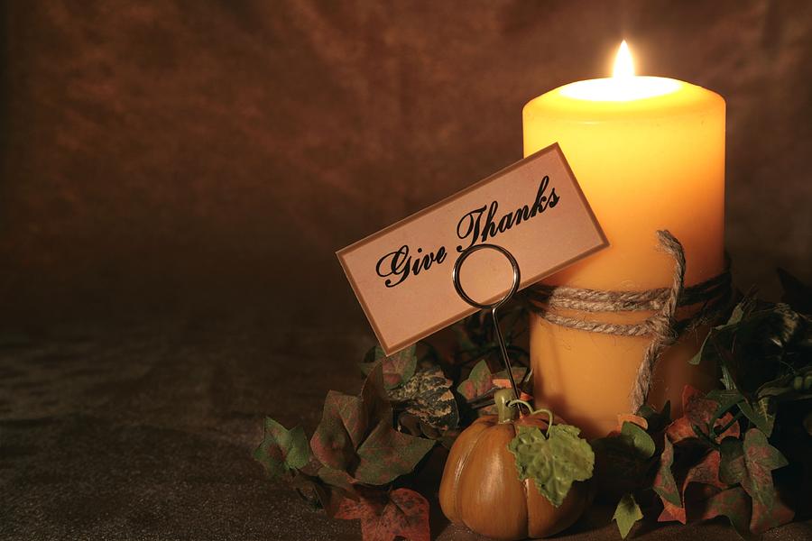 Holiday: Thanksgiving Autumn Candle with tag4 Photograph by Cstar55