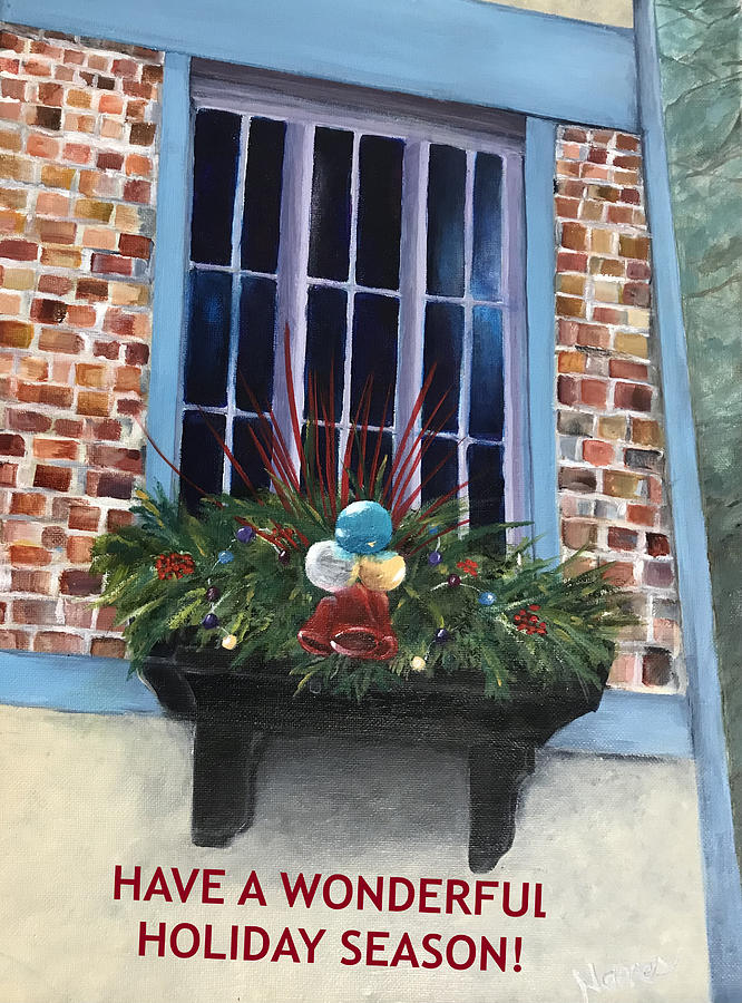 Holiday Window Box Painting by Deborah Naves
