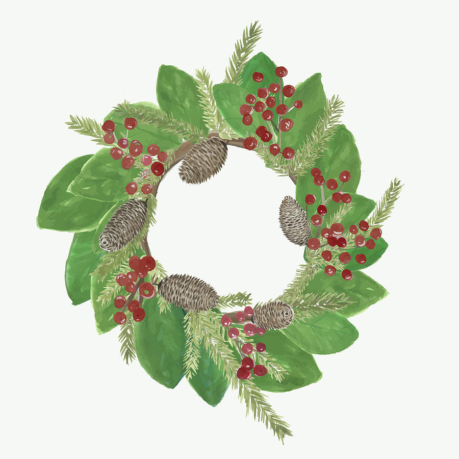 Holiday Wreath Painting by Kristye Dudley
