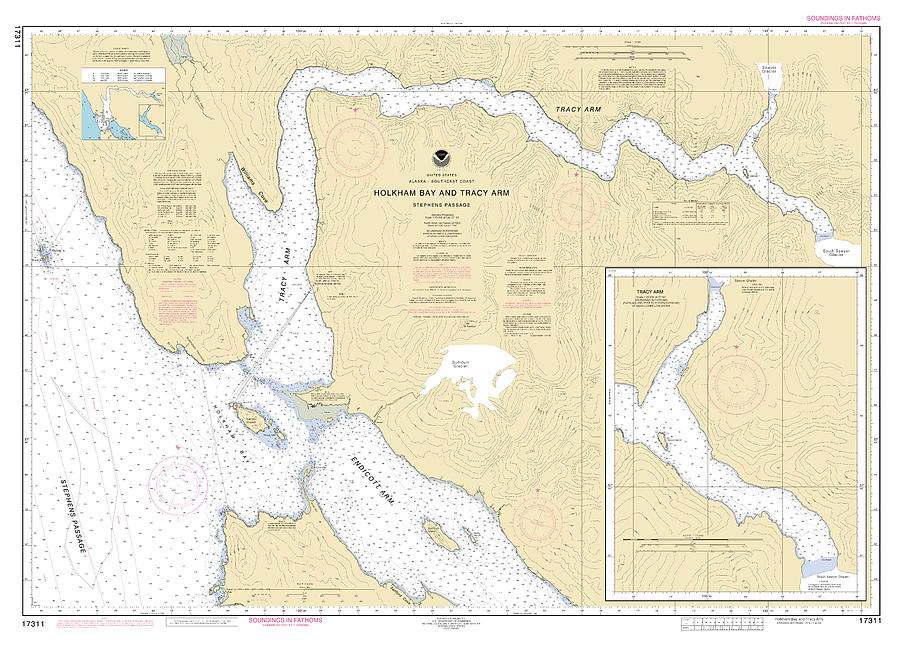 Holkham Bay And Tracy Arm Stephens Bay Alaska, Noaa Chart 17311 Digital ...