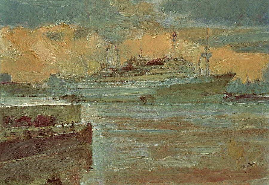 Holland America Lijn SS Rotterdam Painting by Nop Briex