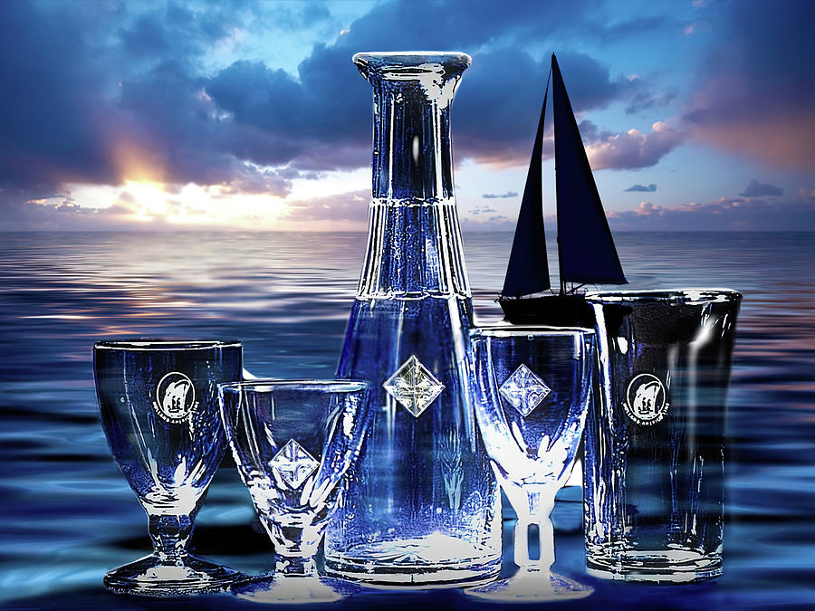Vintage Photograph - Holland American Ocean Liner Glass Set by Howard Dando