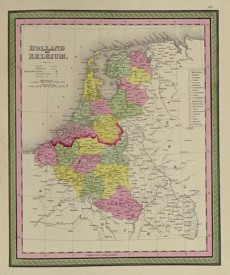 Holland and Belgium 1849 Drawing by Vintage Maps - Pixels