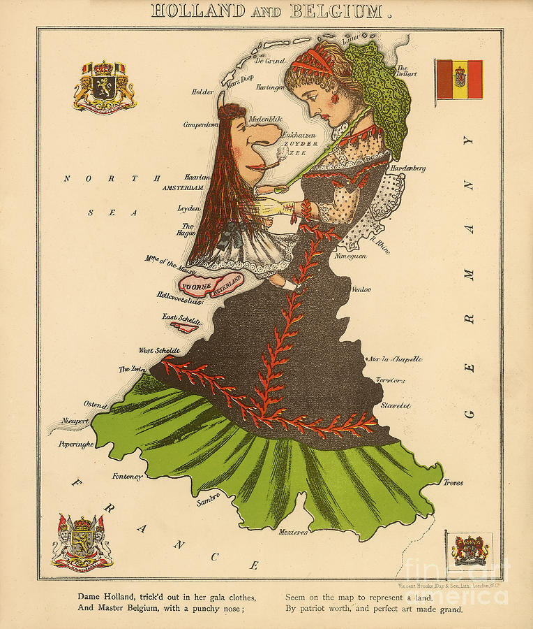 Lilian Lancaster - Holland and Belgium - 1868 Digital Art by Vintage Map