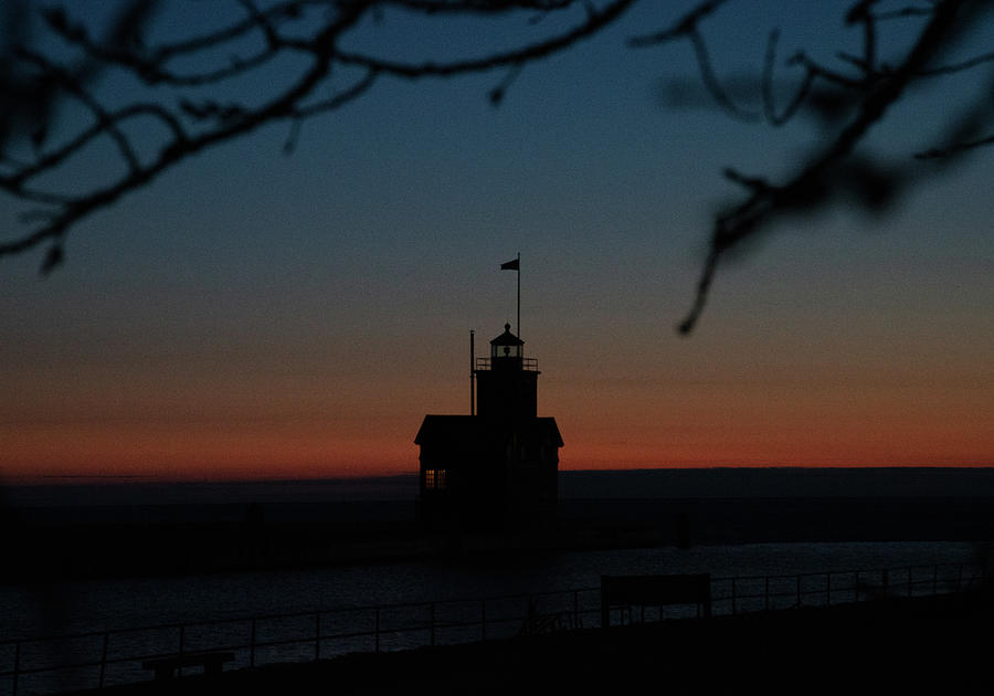 Holland Michigan Lighthouse at sunset Photograph by Eldon McGraw