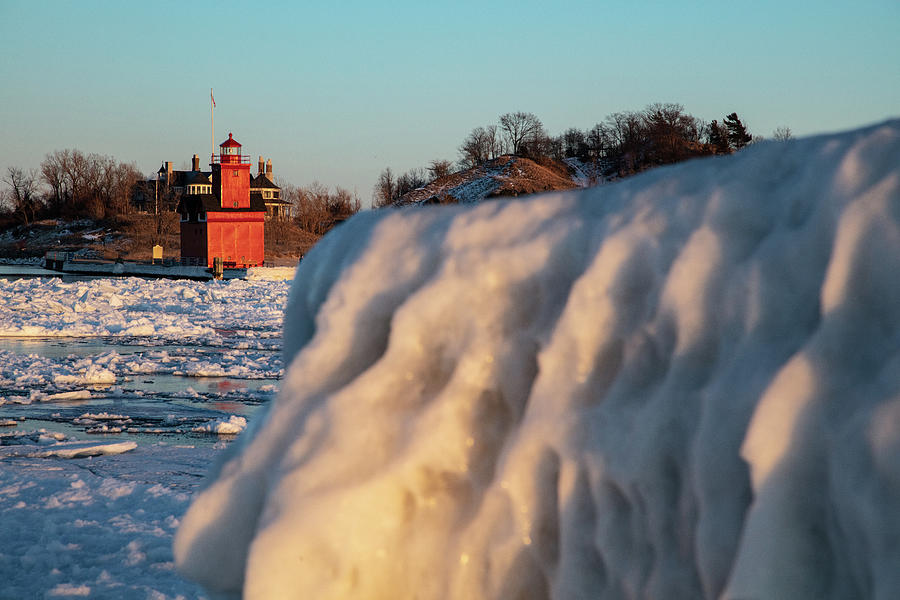 Holland Michigan Lighthouse during winter Photograph by Eldon McGraw