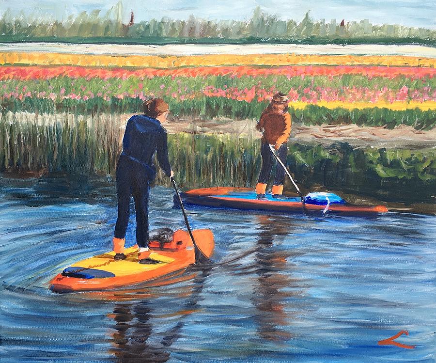 Boat Painting - Holland paradise by Elena Sokolova
