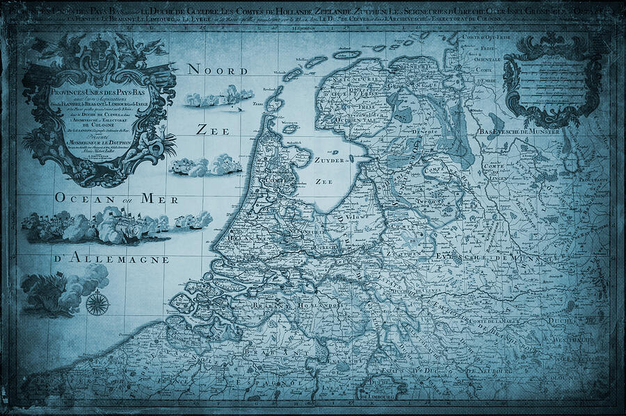 Holland The Netherlands Vintage Historical Map 1730 Blue Photograph by ...