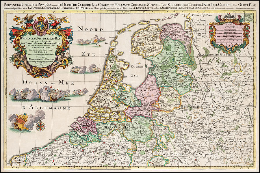Vintage Photograph - Holland The Netherlands Vintage Historical Map 1730 by Carol Japp