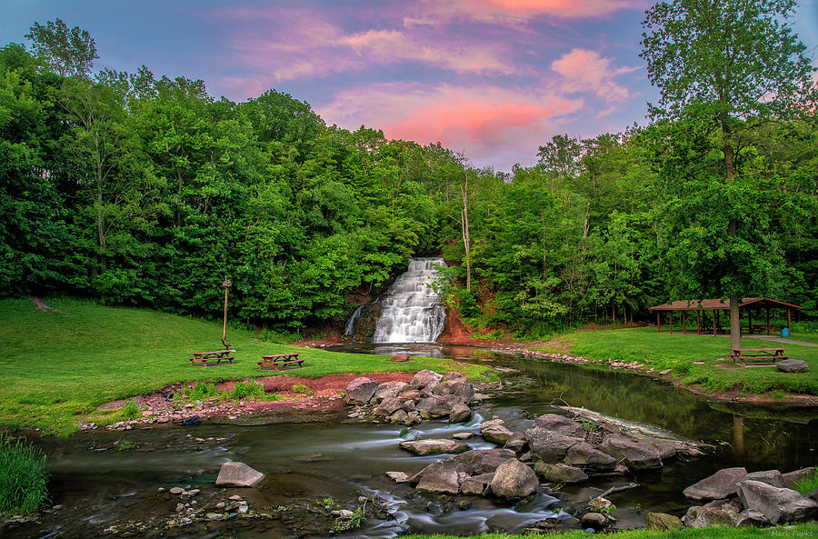 Holley Canal Falls Sunset Photograph by Mark Papke