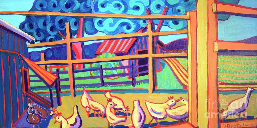 Hollis Chickens at Brookdale Fruit Farm Painting by Debra Bretton Robinson