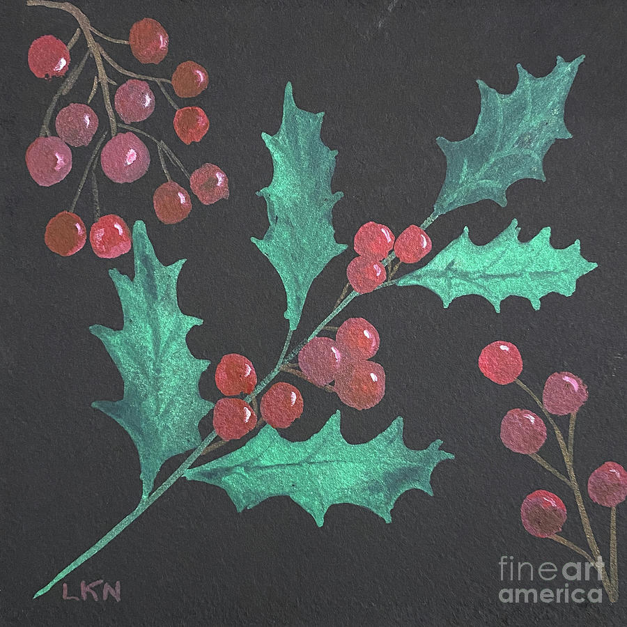 Holly and Berries Painting by Lisa Neuman