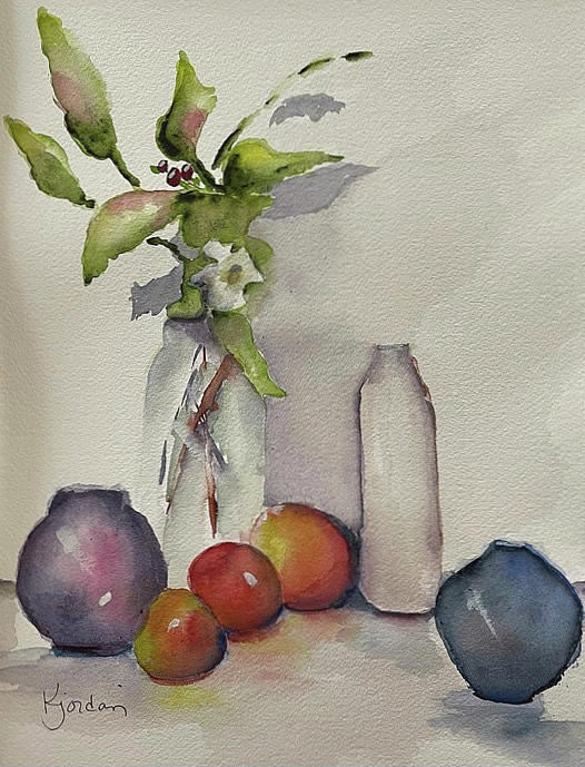 Holly and fruit Painting by Karen Jordan - Fine Art America