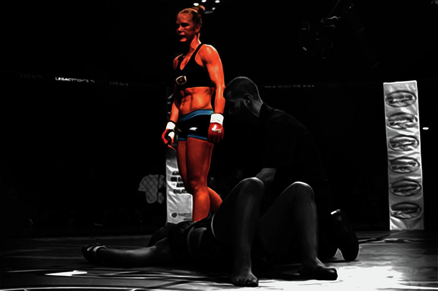 Holly Holm Another One Down Mixed Media by Brian Reaves