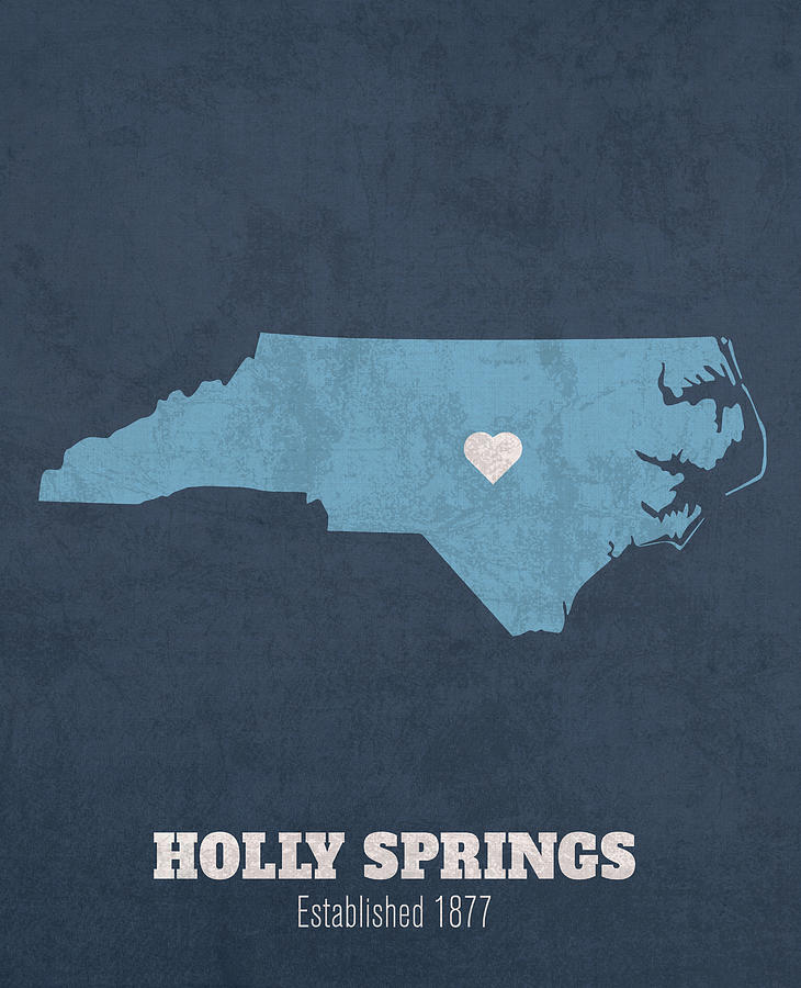 Holly Springs North Carolina City Map Founded 1877 UNC Color Palette Mixed Media by Design Turnpike