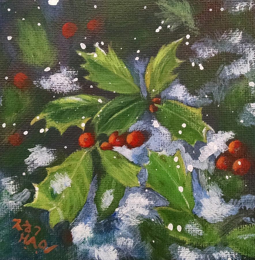 Holly Tree Painting by Helian Cornwell
