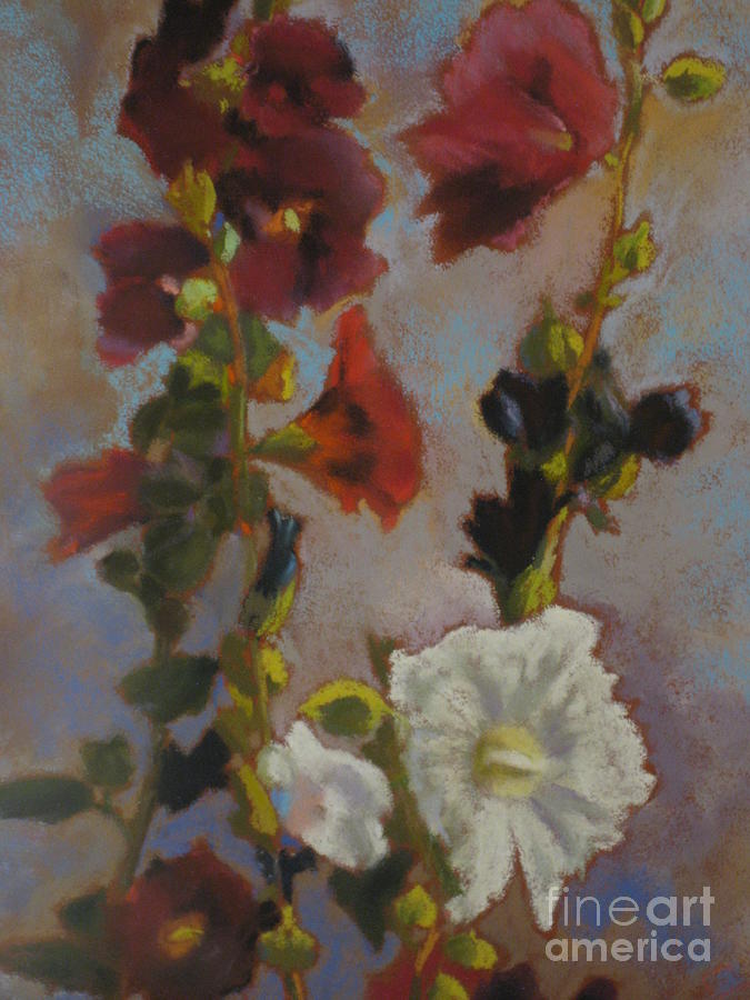 Hollyhock Contest Painting by Constance Gehring
