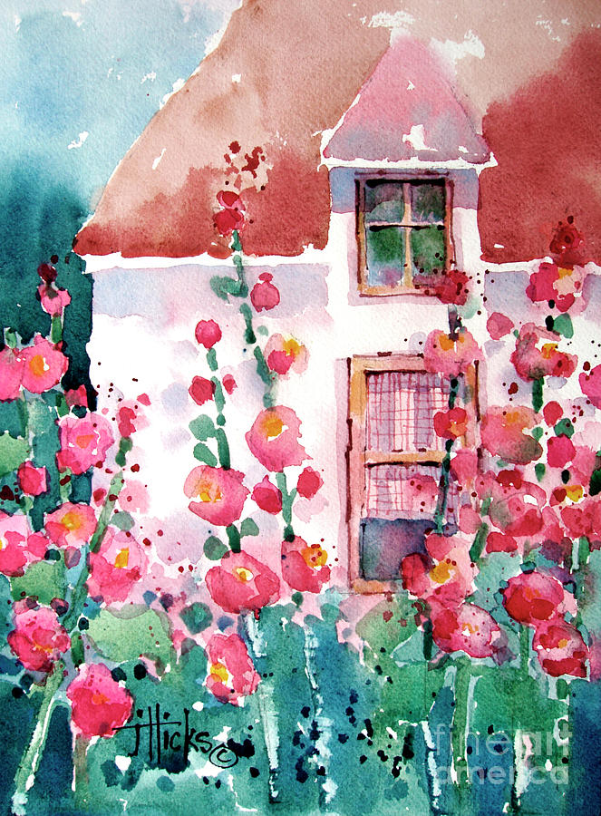 Hollyhock House Painting by Joyce Hicks