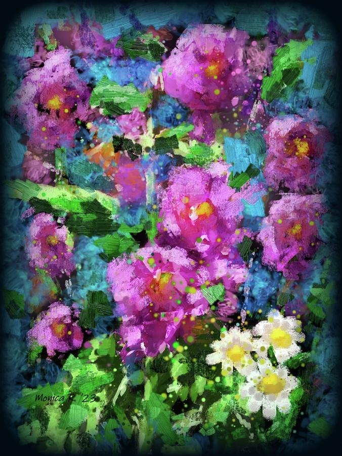 Impressionism Painting - Hollyhock Impressions by Monica Resinger