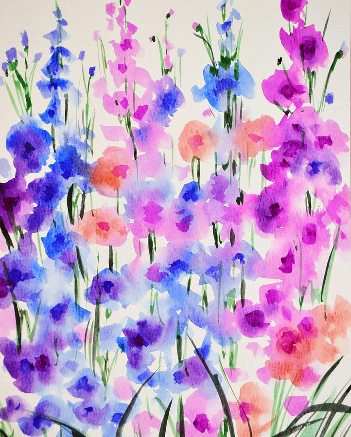 Hollyhocks 2 Painting by Amy Giacomelli