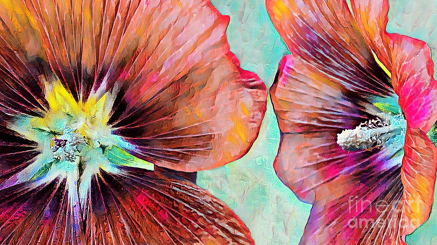 Hollyhocks Abstract Painting Photograph by Kathy M Krause
