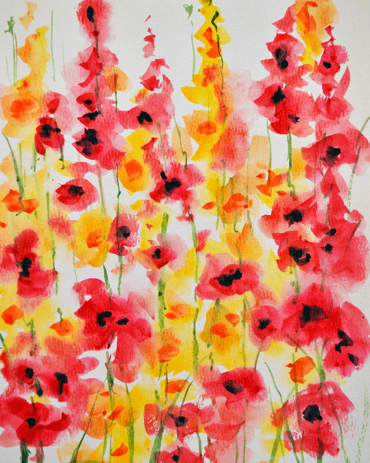 Hollyhocks Painting by Amy Giacomelli