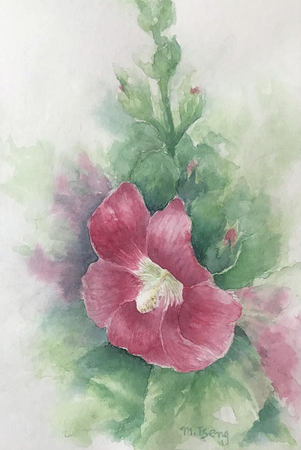 Hollyhocks Painting by Milly Tseng