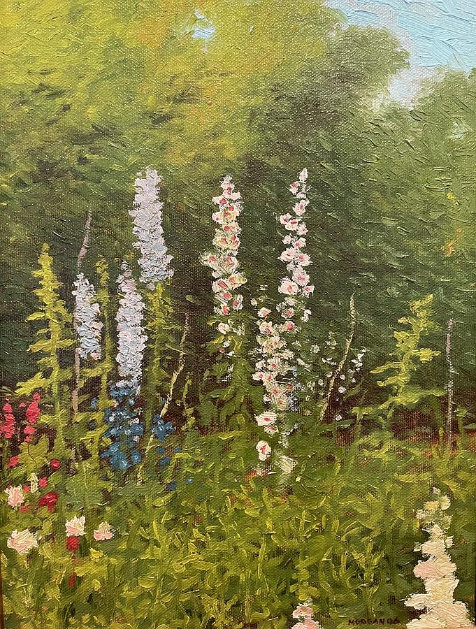 Hollyhocks Painting by Rob Morgan - Pixels