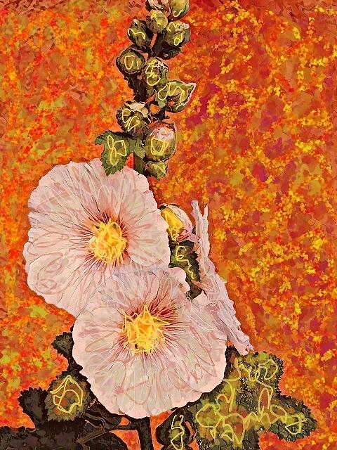 Hollyhocks Painting by Sol Luckman