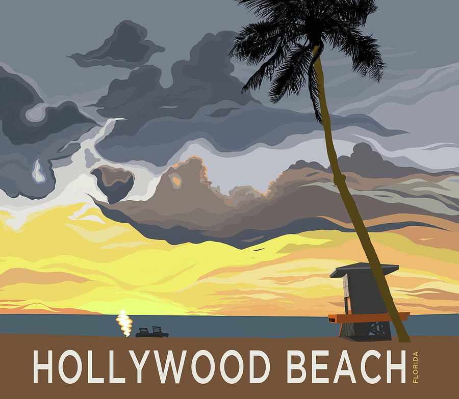 Hollywood Beach Florida - Travel Poster Digital Art by Patricia Awapara