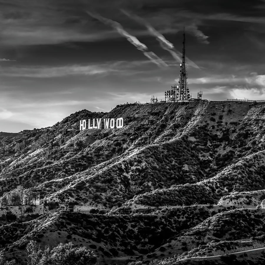 Hollywood Sign - Black And White Photograph by Gene Parks
