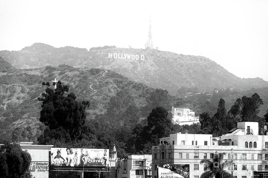 Hollywood Sign Black and White Photograph by John Rizzuto