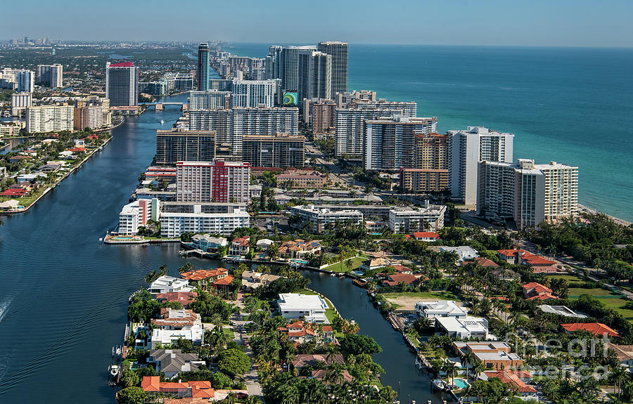 Hollywood South Central Beach Florida Aerial View Photograph by David Oppenheimer