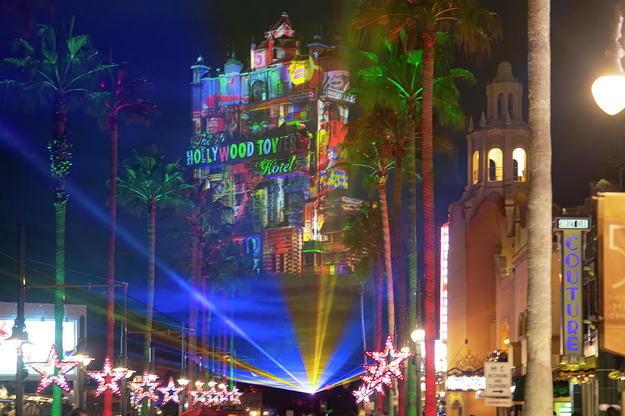 Hollywood Tower Hotel Laser Show Photograph by Mark Andrew Thomas