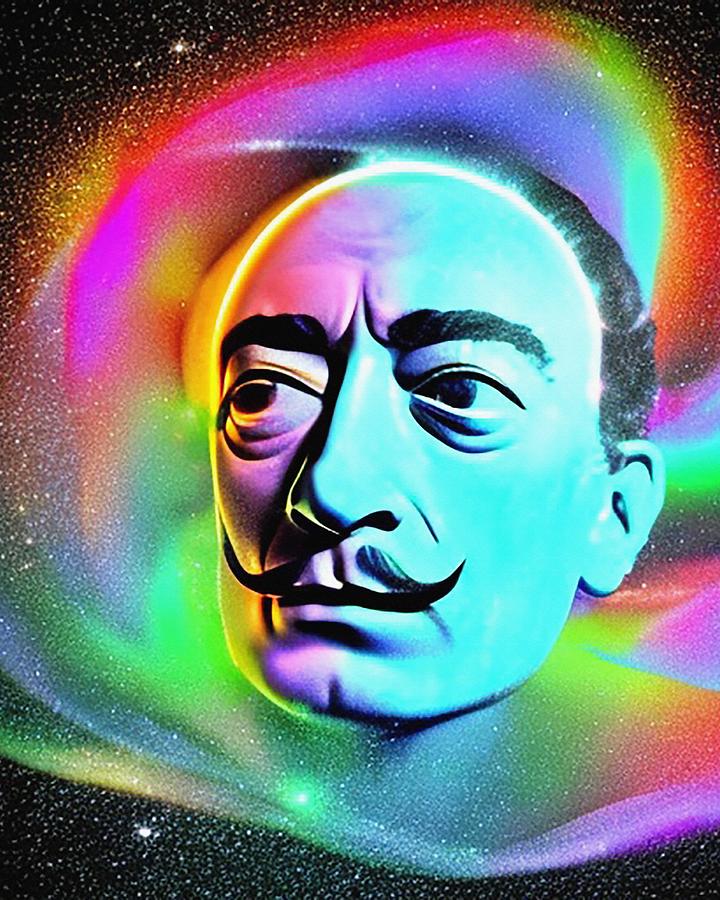 Hologram Of Salvador Dali Floating In Space A Vibrant Digital ...