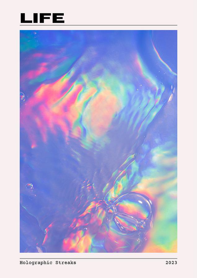 Holographic Streaks - Water is Life - Abstract Modern Design Mixed ...