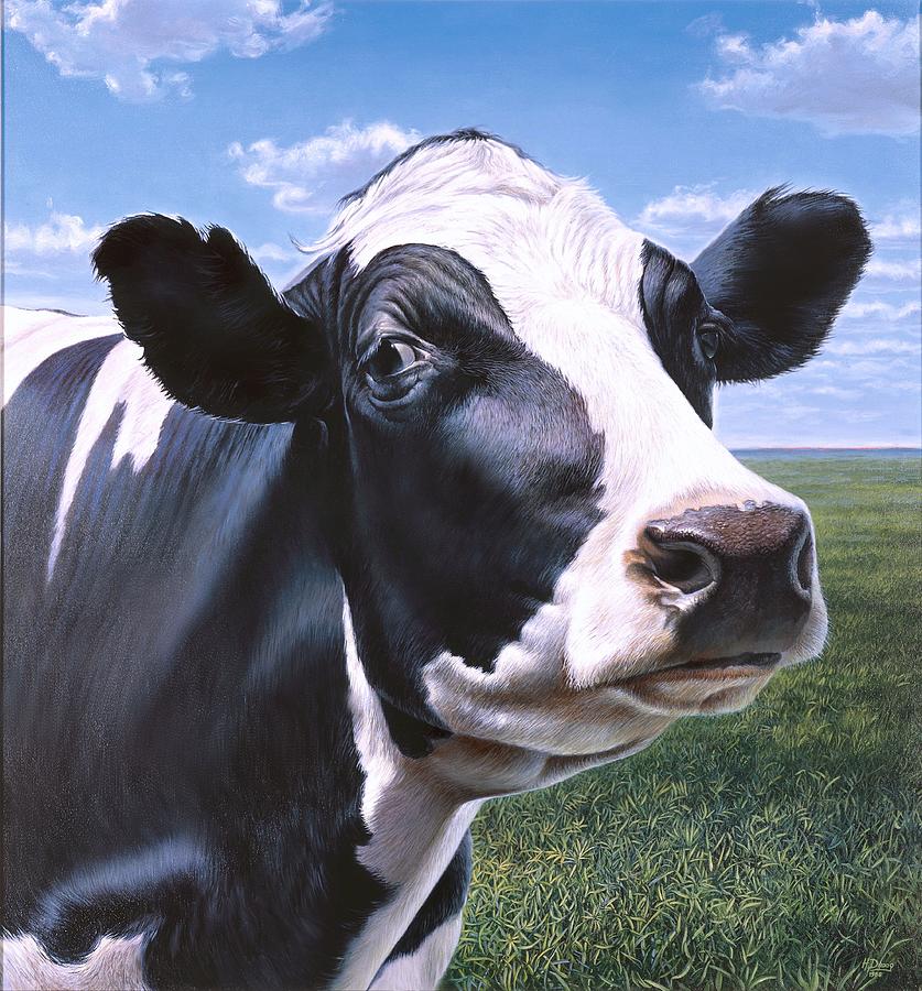 Holstein Cow Portrait Painting by Hans Droog